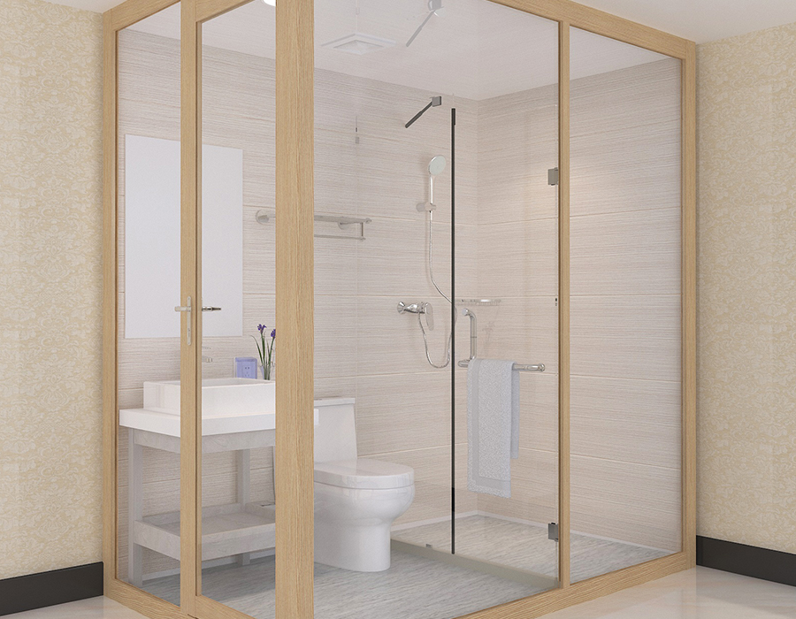 Integrované řešení koupelny s celoplošným panelovým systémem pro prefabrikované instalace
