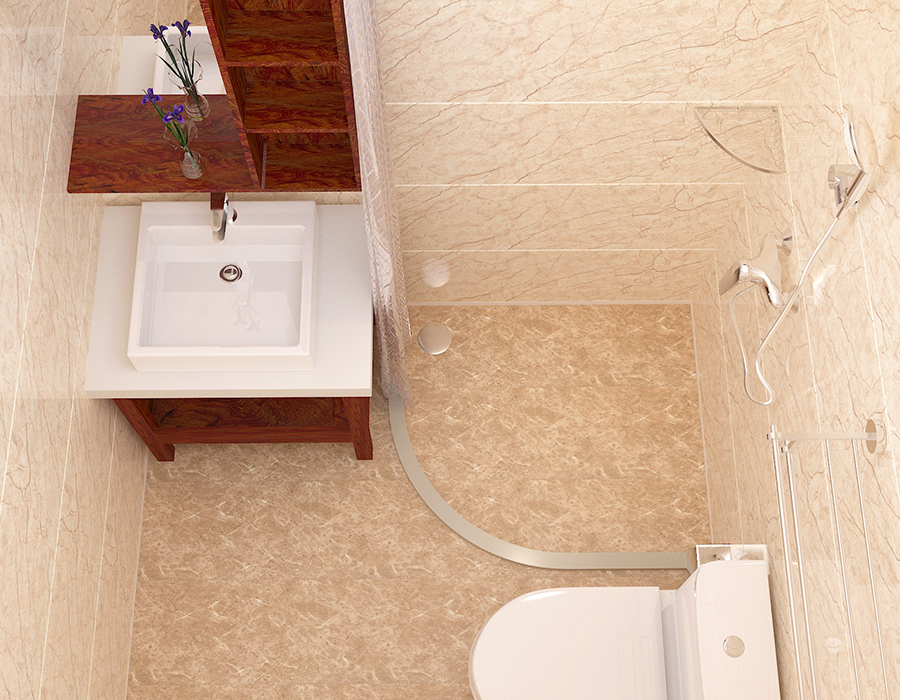 Modulární koupelna s rychlou instalací s vnitřními panely z PEC pryskyřice