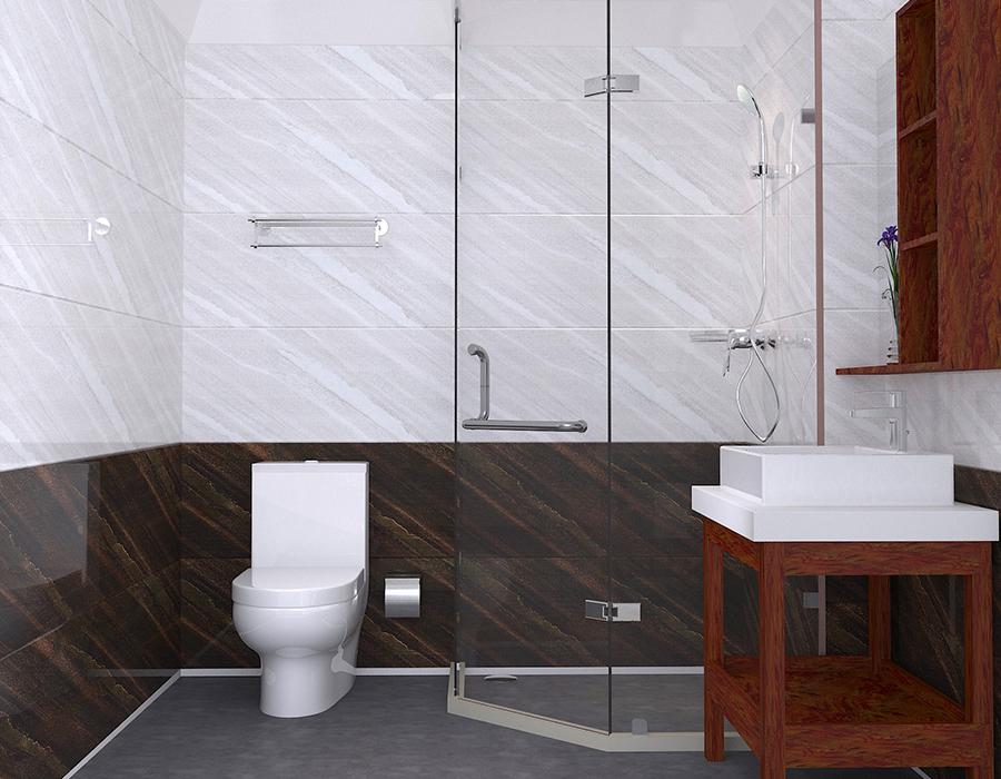 Prefabrikovaná hotelová koupelnová jednotka RTM Soft Ceramic Base s panely z pryskyřice