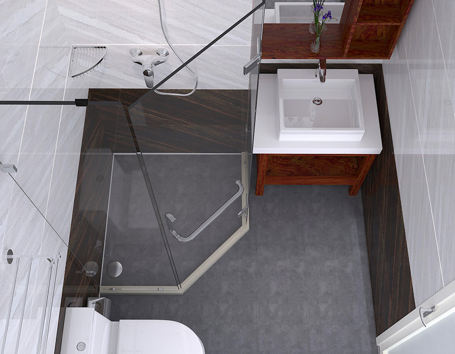 Prefabrikovaná hotelová koupelnová jednotka RTM Soft Ceramic Base s panely z pryskyřice