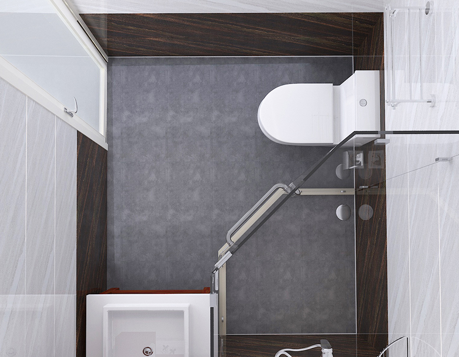 Prefabrikovaná hotelová koupelnová jednotka RTM Soft Ceramic Base s panely z pryskyřice