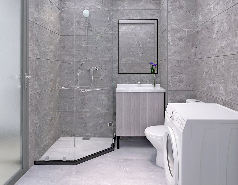 Prefabrikovaná hotelová koupelnová jednotka RTM Soft Ceramic Base s panely z pryskyřice